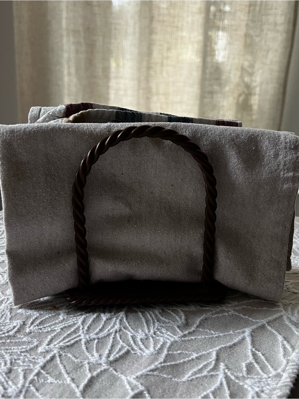 Vintage Cast Metal Twisted Rope Napkin Holder